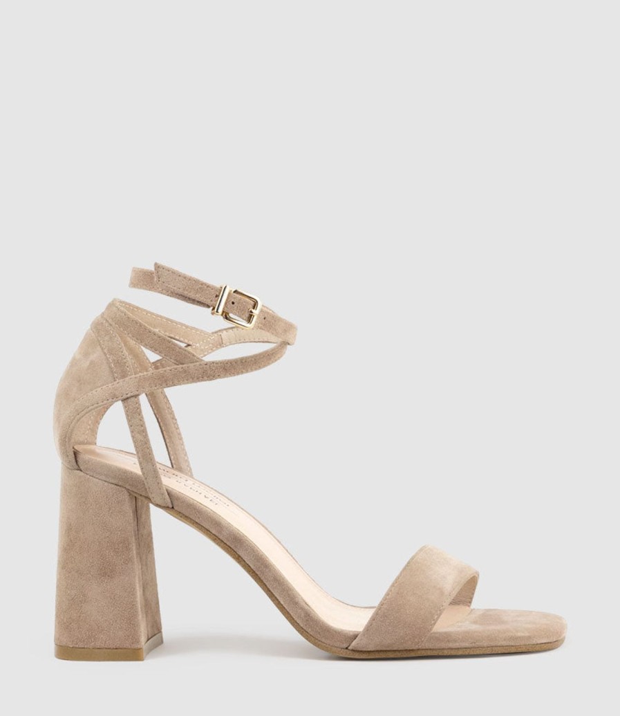 Edward Meller Kelsey85 Ankle Wrap Sandal In Nude Suede Hot