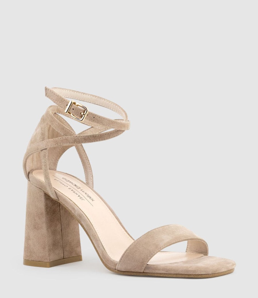 Edward Meller Kelsey85 Ankle Wrap Sandal In Nude Suede Hot