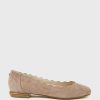 Edward Meller Fara Scalloped Ballet Flat In Nude Suede Online