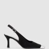 Edward Meller Delina75 Cap Toe Slingback Pump In Black Suede Wholesale