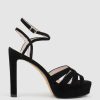 Edward Meller Syren110 Ankle Wrap Platform Sandal In Black Suede Wholesale