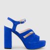 Edward Meller Reya100 Open Toe Platform Sandal In Cobalt Suede Best