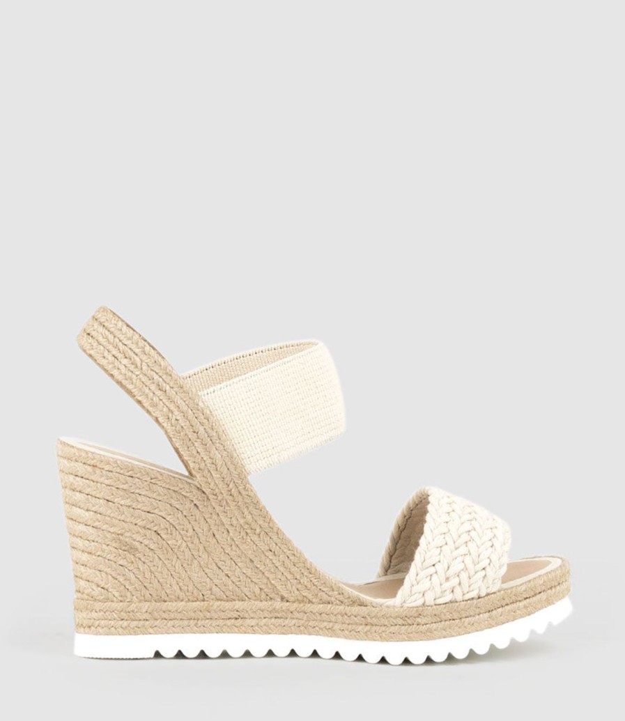 Edward Meller Mercedes Elastic Crochet Espadrille In Natural Clearance