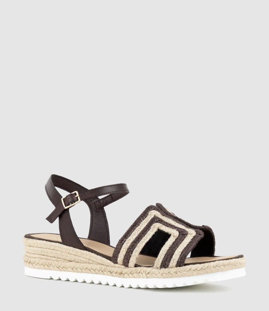 Edward Meller Mayan Geometric Weave Espadrille In Chocolate Clearance