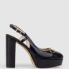 Edward Meller Daria110 Platform Slingback Pump In Black Baby Calf Hot