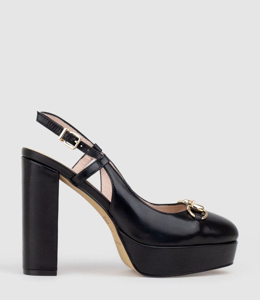 Edward Meller Daria110 Platform Slingback Pump In Black Baby Calf Hot