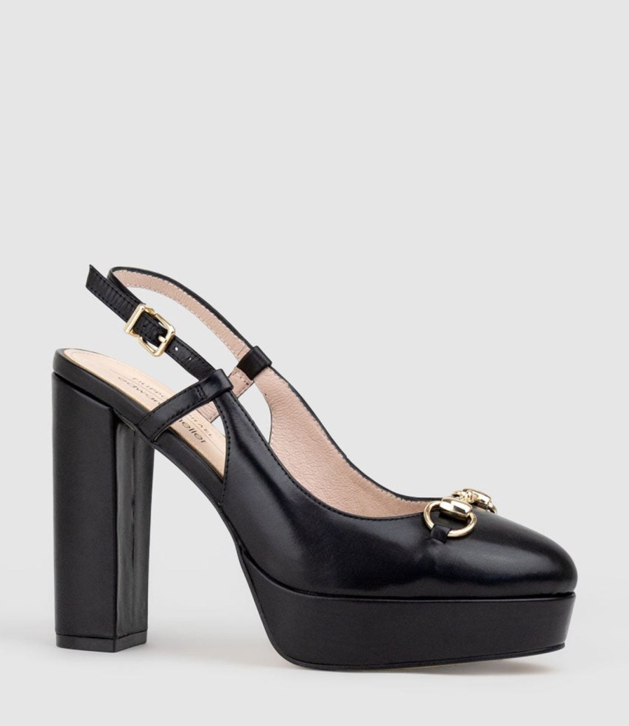 Edward Meller Daria110 Platform Slingback Pump In Black Baby Calf Hot