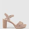 Edward Meller Rowan80 Asymmetrical Platform Sandal In Nude Suede New