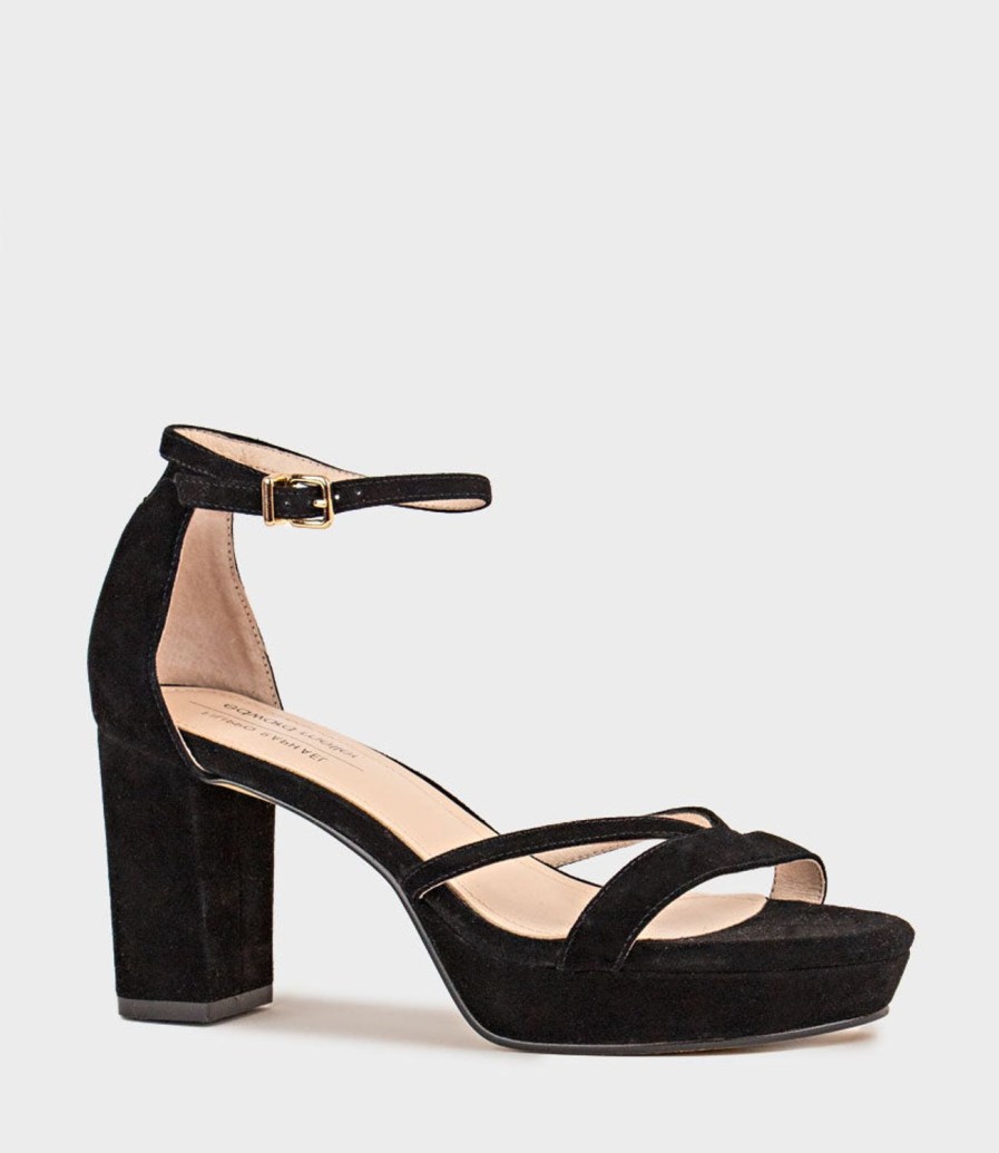 Edward Meller Rina80 Platform Sandal In Black Suede Best