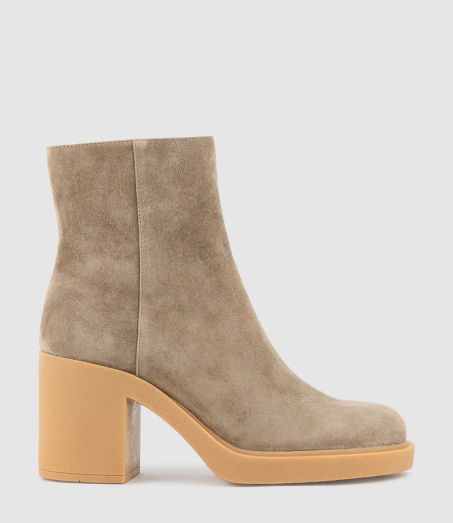 Edward Meller Ultra85 Ankle Boot On Unit In Latte Suede Clearance