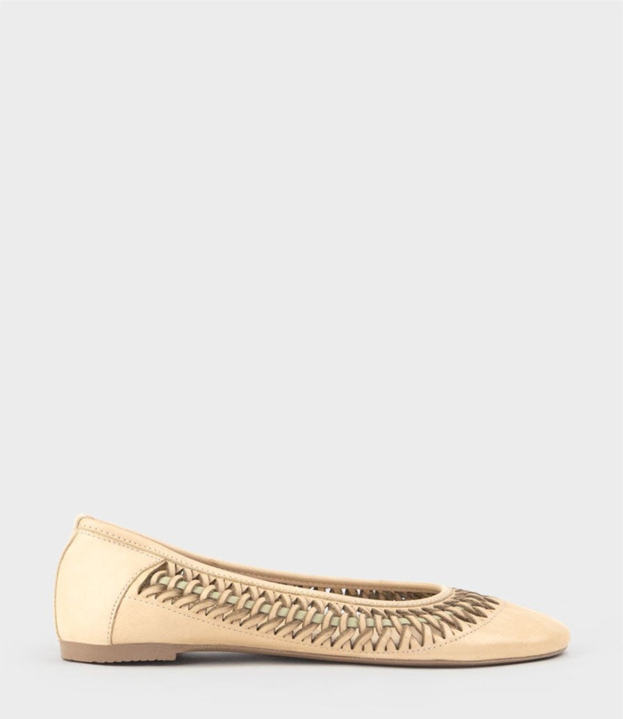 Edward Meller Emina Woven Detail Ballet In Natural Best