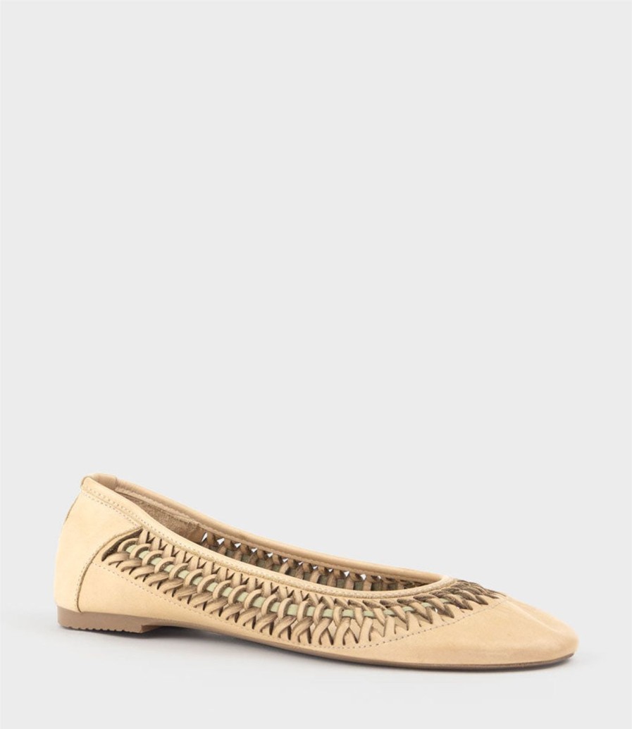 Edward Meller Emina Woven Detail Ballet In Natural Best