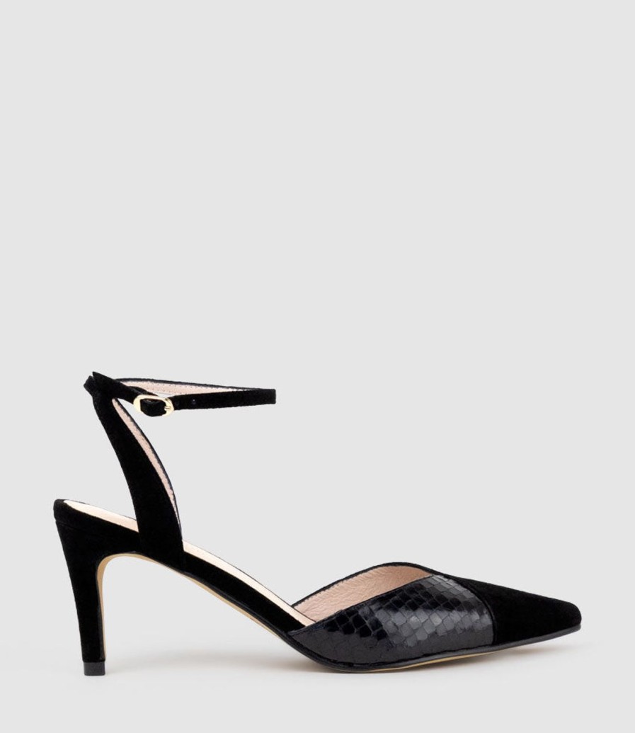 Edward Meller Addison75 Dorsay Pump In Black Suede Clearance