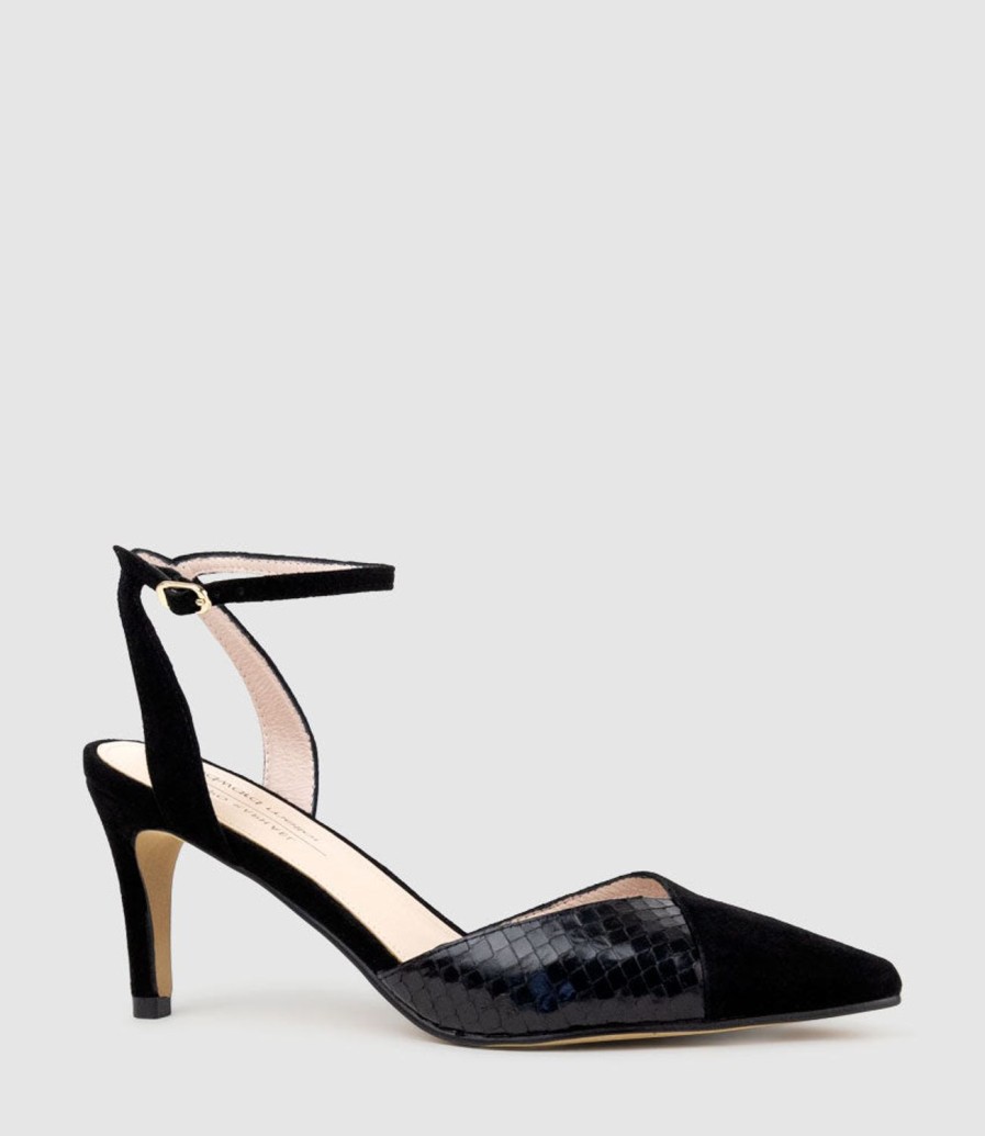 Edward Meller Addison75 Dorsay Pump In Black Suede Clearance