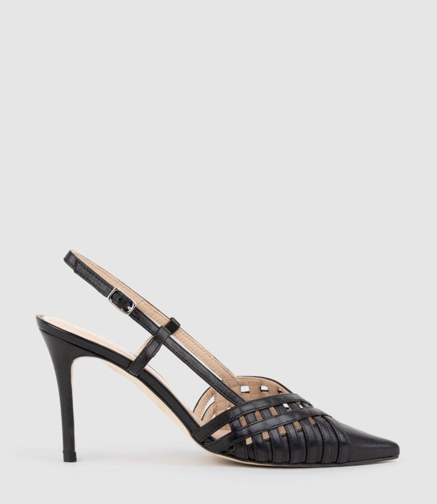 Edward Meller Dahlia100 Posted Slingback Pump In Black Clearance