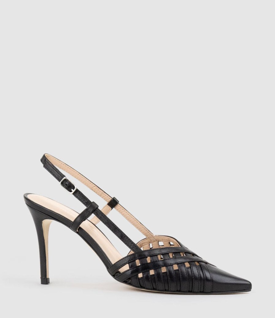 Edward Meller Dahlia100 Posted Slingback Pump In Black Clearance