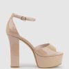 Edward Meller Roxy125 Open Toe Platform Sandal In Nude Patent Best