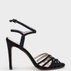 Edward Meller Wilder100 Strappy Sandal In Black Suede New