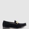 Edward Meller Hinge Penny Loafer With Trim In Black Suede Online