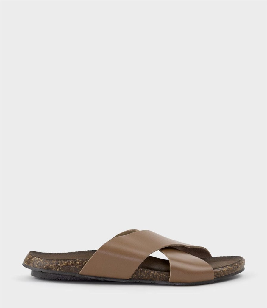 Edward Meller Kumi Crossover Slide On Footbed In Brown Best