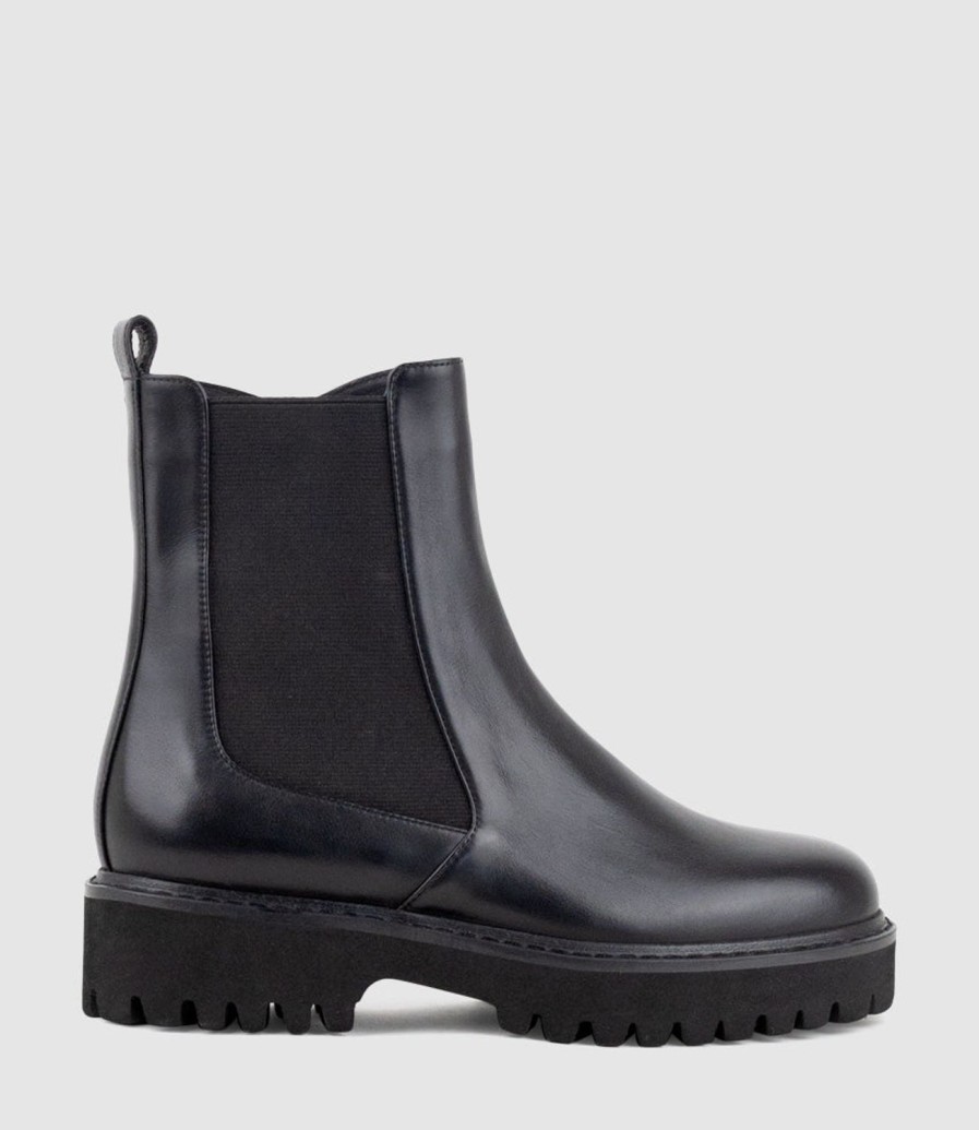 Edward Meller Wallace Chukka Boot On Lug Sole In Black Calf Clearance