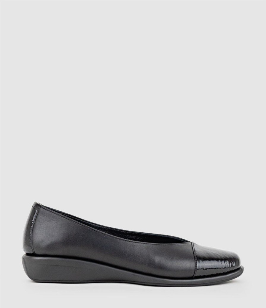 Edward Meller Frankly Cap Toe Comfort Ballet In Black Hot