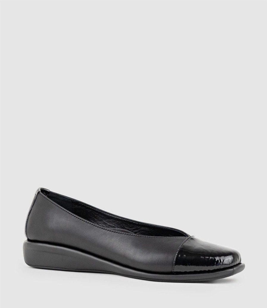 Edward Meller Frankly Cap Toe Comfort Ballet In Black Hot