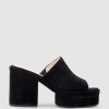 Edward Meller Rascal90 Exaggerated Platform Slide In Black Suede Best