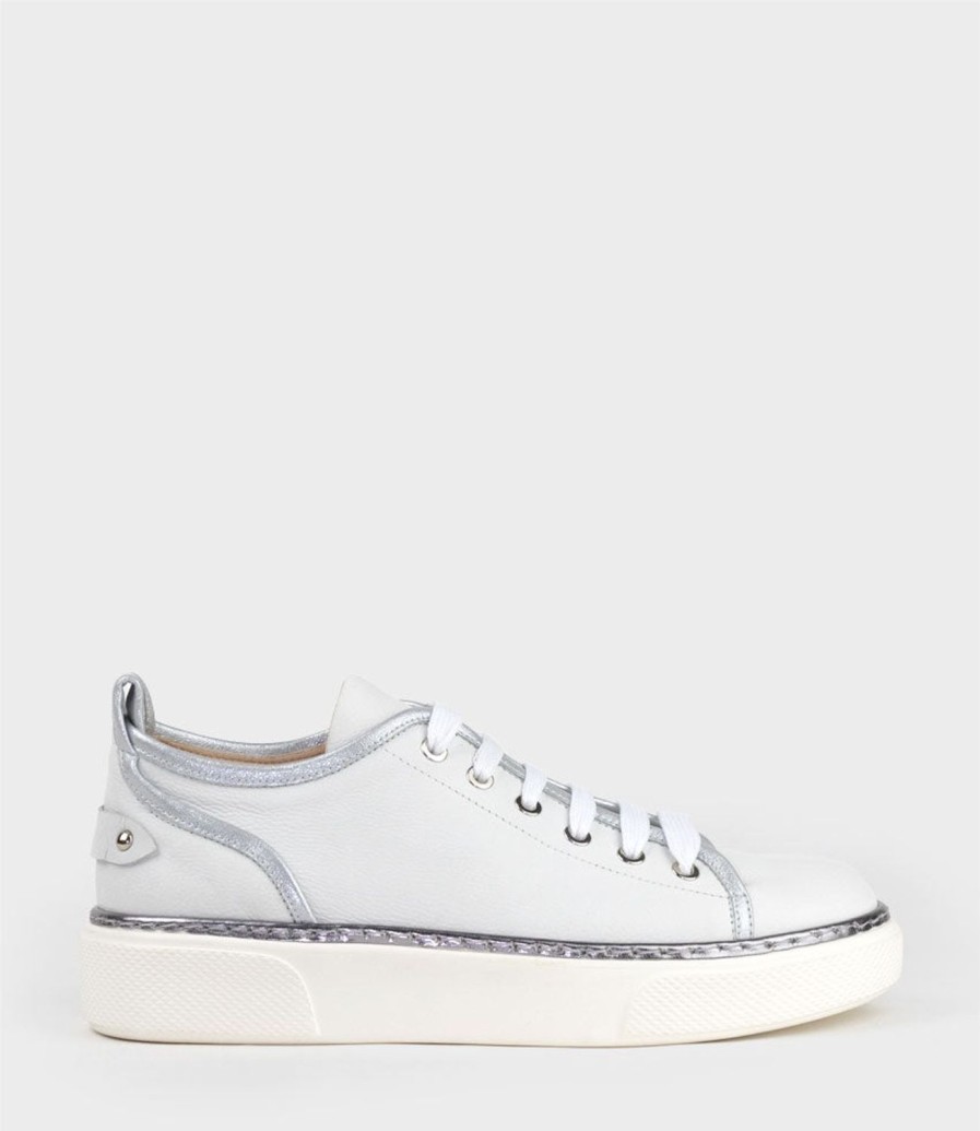 Edward Meller Jolene Sneaker With Piping In White New