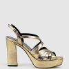 Edward Meller Rylla115 Caged Platform Sandal In Gold Hot