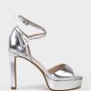 Edward Meller Sirio110 Ankle Wrap Platform Sandal In Silver Online