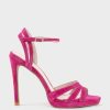 Edward Meller Wave110 Curved Strap Platform Sandal In Hot Pink Suede Best