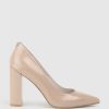 Edward Meller Gigi100 Block Heel Pump In Nude High Shine Wholesale