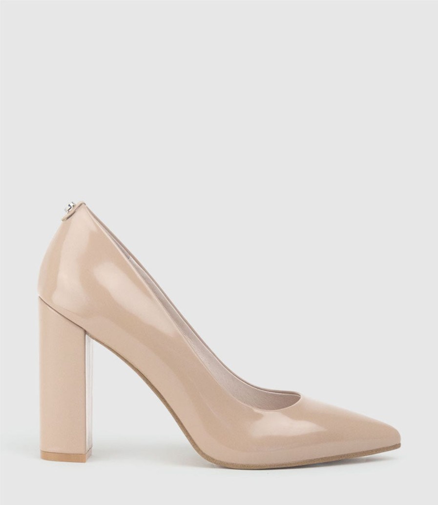 Edward Meller Gigi100 Block Heel Pump In Nude High Shine Wholesale