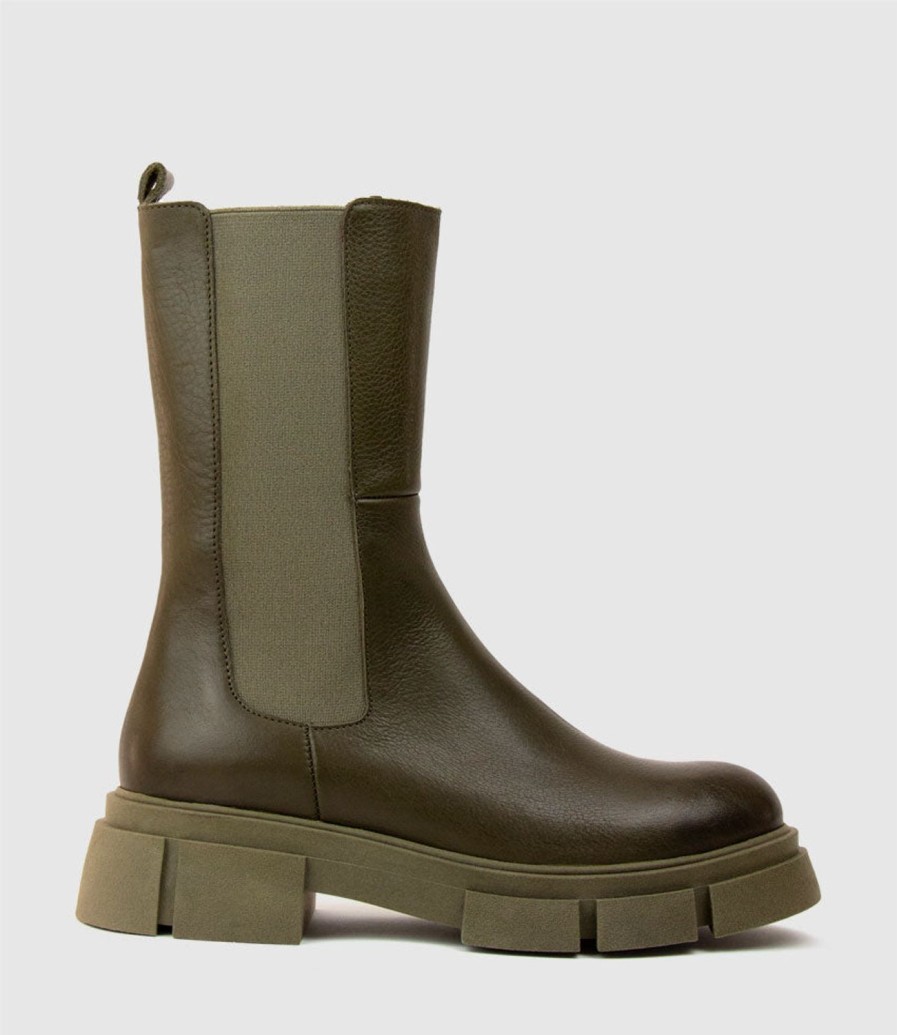 Edward Meller Umi Chukka Boot On Chunky Sole In Khaki Clearance