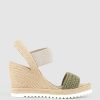 Edward Meller Mercedes Elastic Crochet Espadrille In Khaki Hot