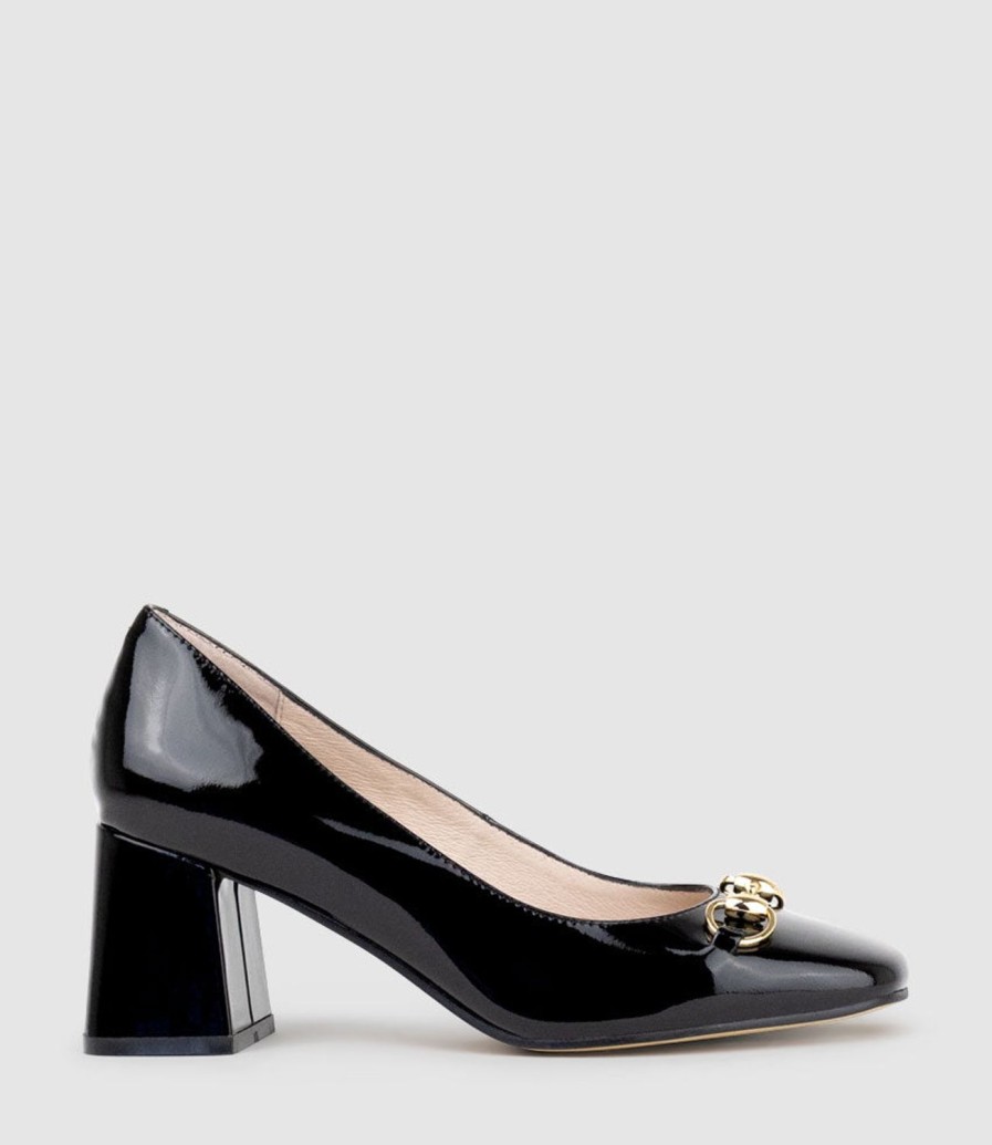 Edward Meller Blythe65 Square Toe Pump With Hardware In Black Patent Wholesale