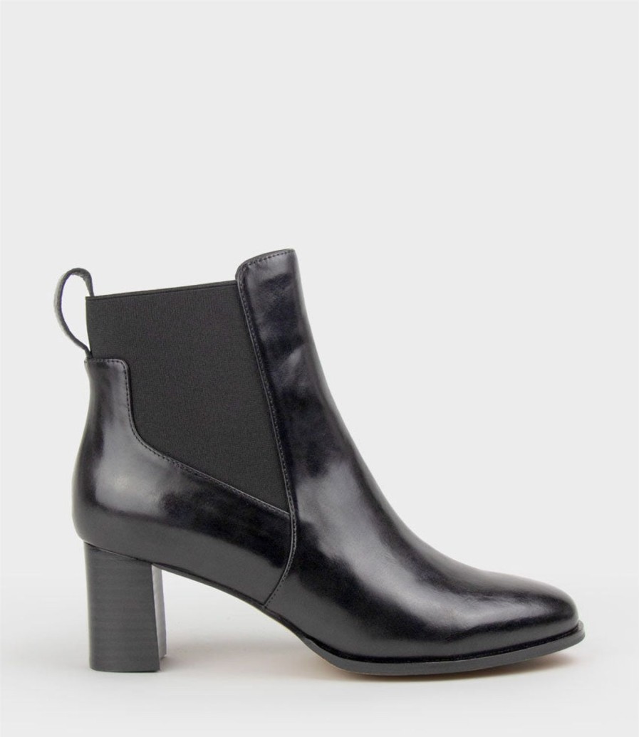 Edward Meller Zappa60 Block Heel Elastic Back Boot In Black Wholesale