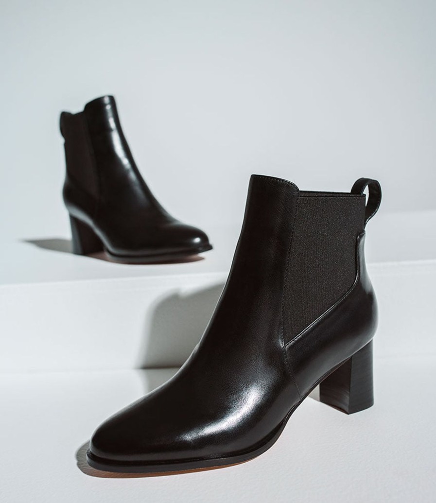 Edward Meller Zappa60 Block Heel Elastic Back Boot In Black Wholesale