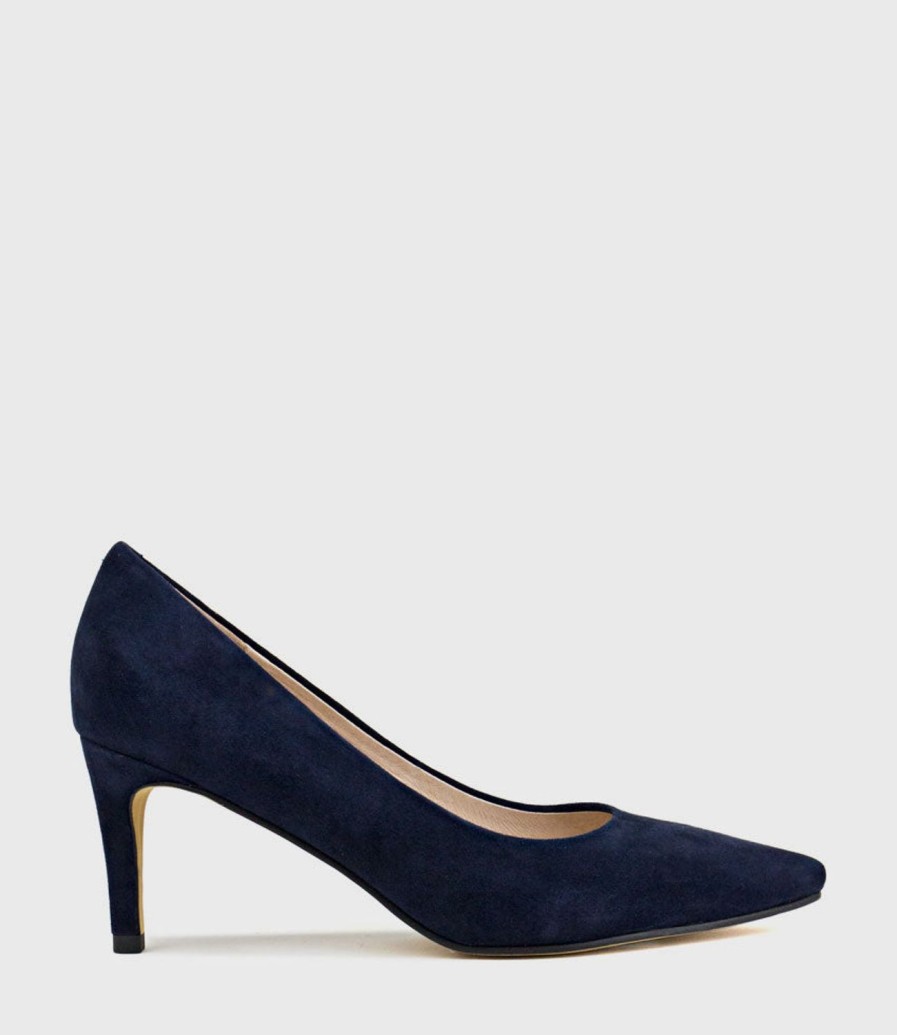 Edward Meller Adria 75Mm Pointed Toe Pump In Navy Suede Hot