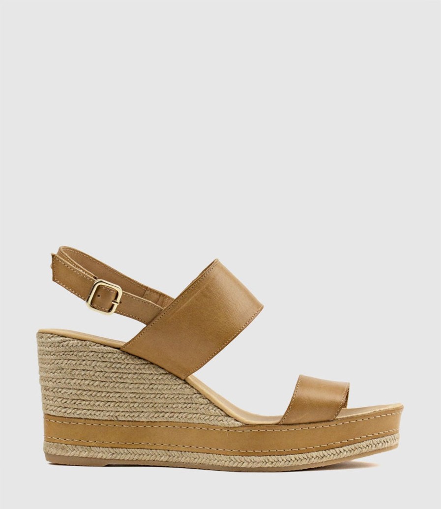 Edward Meller Mikara Two Strap Classic Espadrille In Camel Clearance