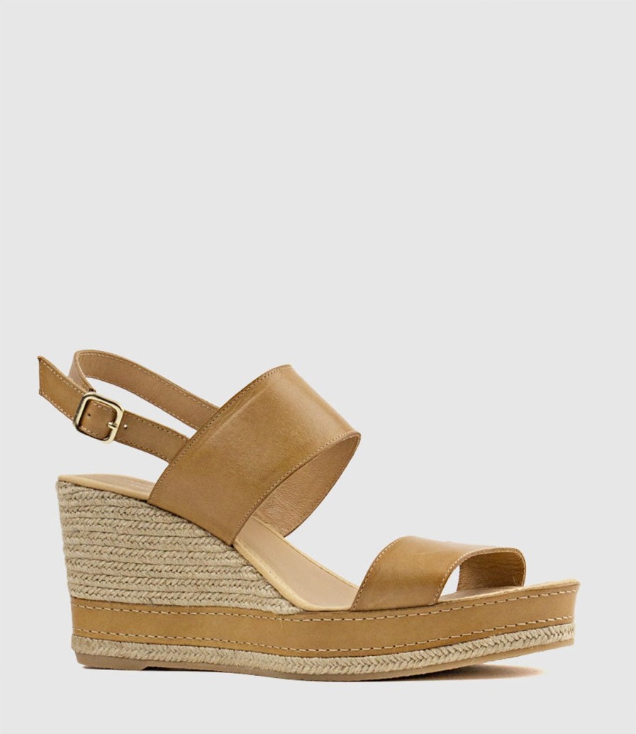 Edward Meller Mikara Two Strap Classic Espadrille In Camel Clearance