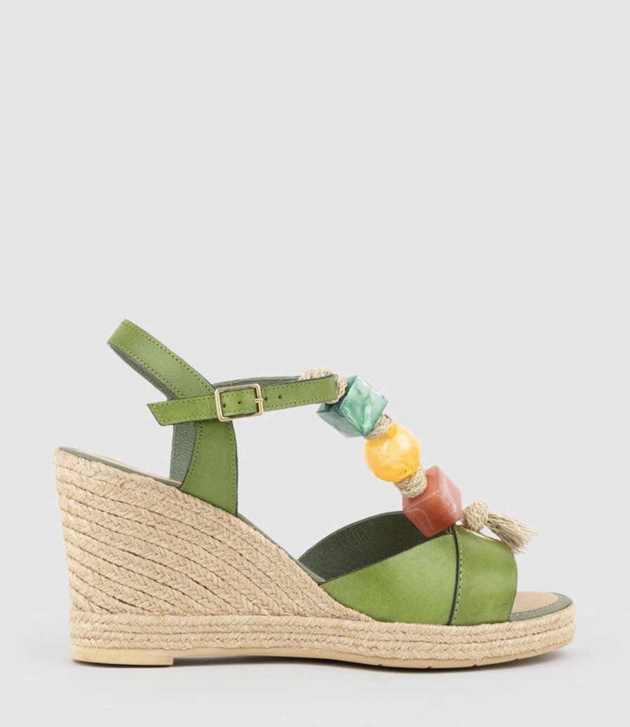 Edward Meller Mille Bauble T Bar High Espadrille In Green Online