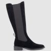 Edward Meller Vital30 Knee High Boot With Gusset In Black Suede Hot