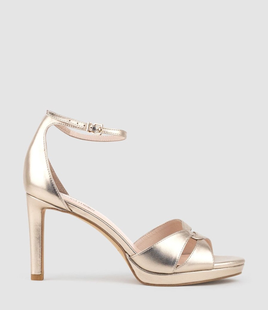 Edward Meller Spencer90 Interlocked Detail Platform Sandal In Rosegold New