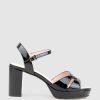 Edward Meller Regent80 Interlocked Detail Platform Sandal In Black Patent Online