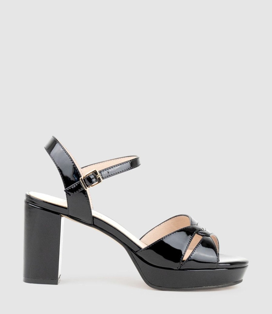 Edward Meller Regent80 Interlocked Detail Platform Sandal In Black Patent Online