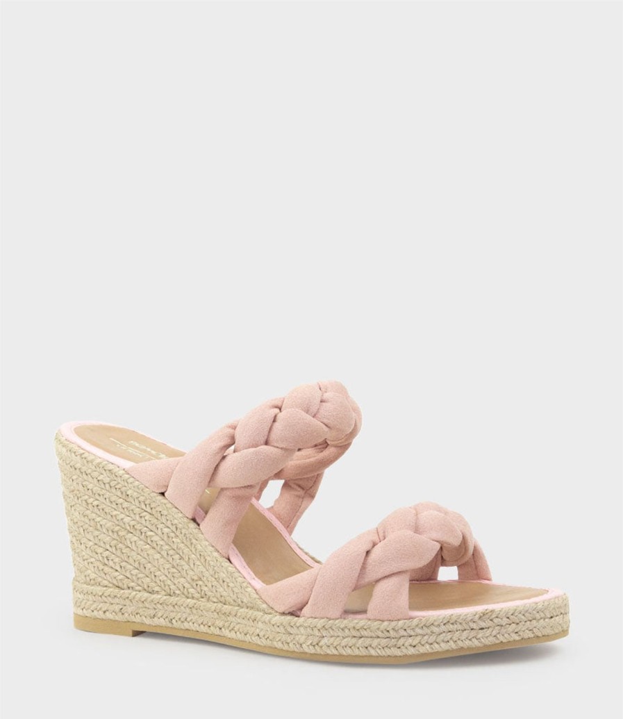 Edward Meller Malone Braided Two Strap Espadrille In Pink Suede Wholesale