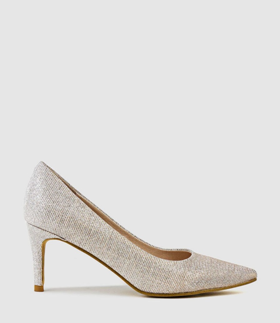 Edward Meller Adria 75Mm Pointed Toe Pump In Silver Ritz Best