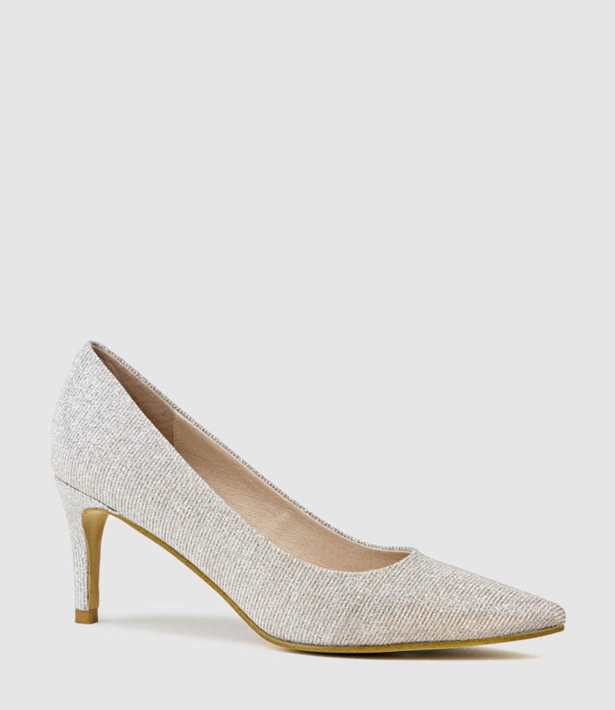 Edward Meller Adria 75Mm Pointed Toe Pump In Silver Ritz Best